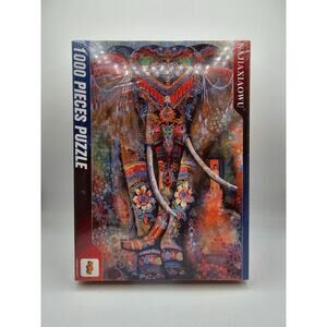 1000-piece jigsaw puzzle featuring a colorful, patterned elephant NEW